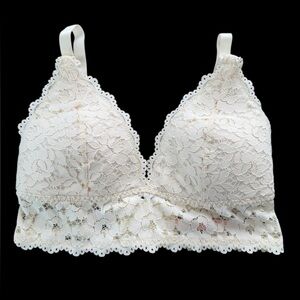 Momanda 34DD Cream Lace Nursing Bra Bralette Hands Free Wireless